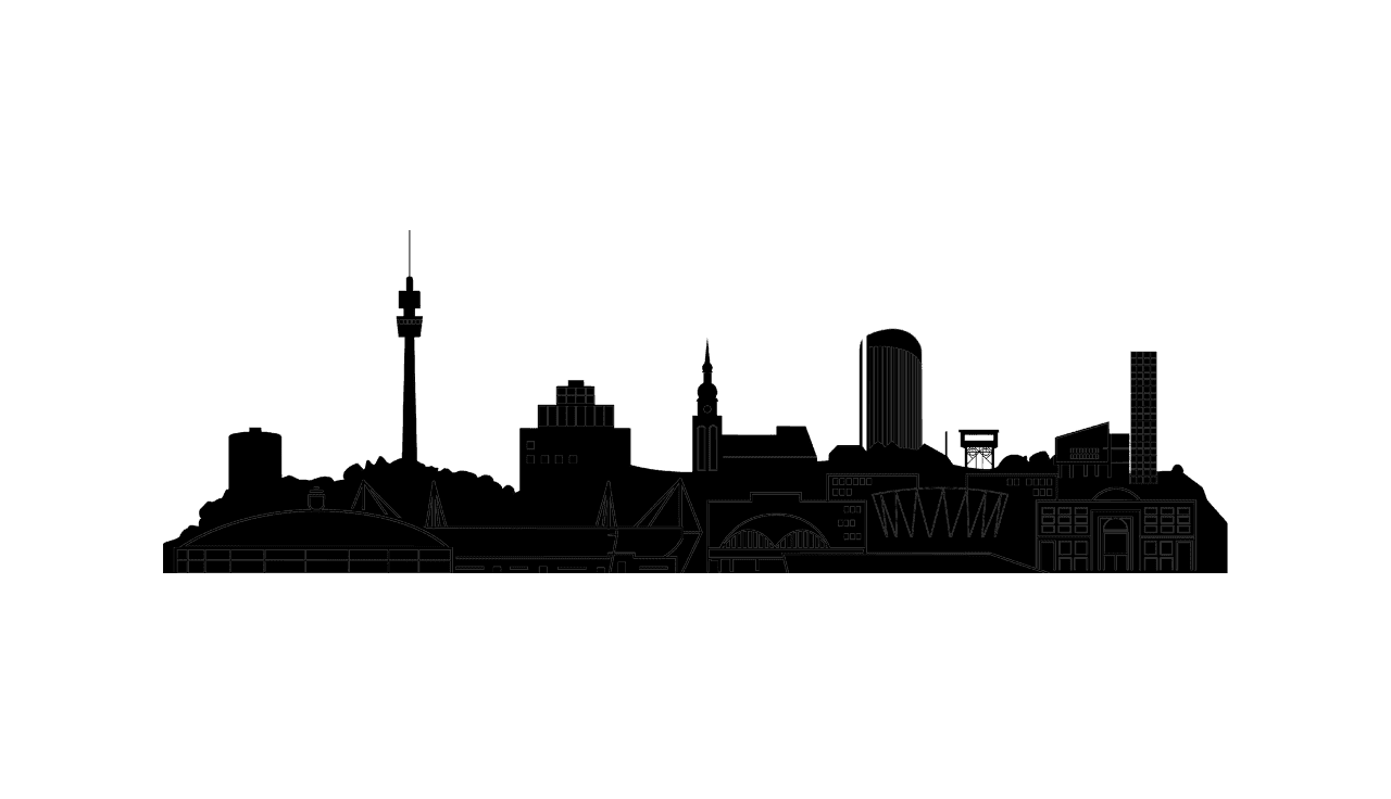 Skyline in schwarz von Dortmund
